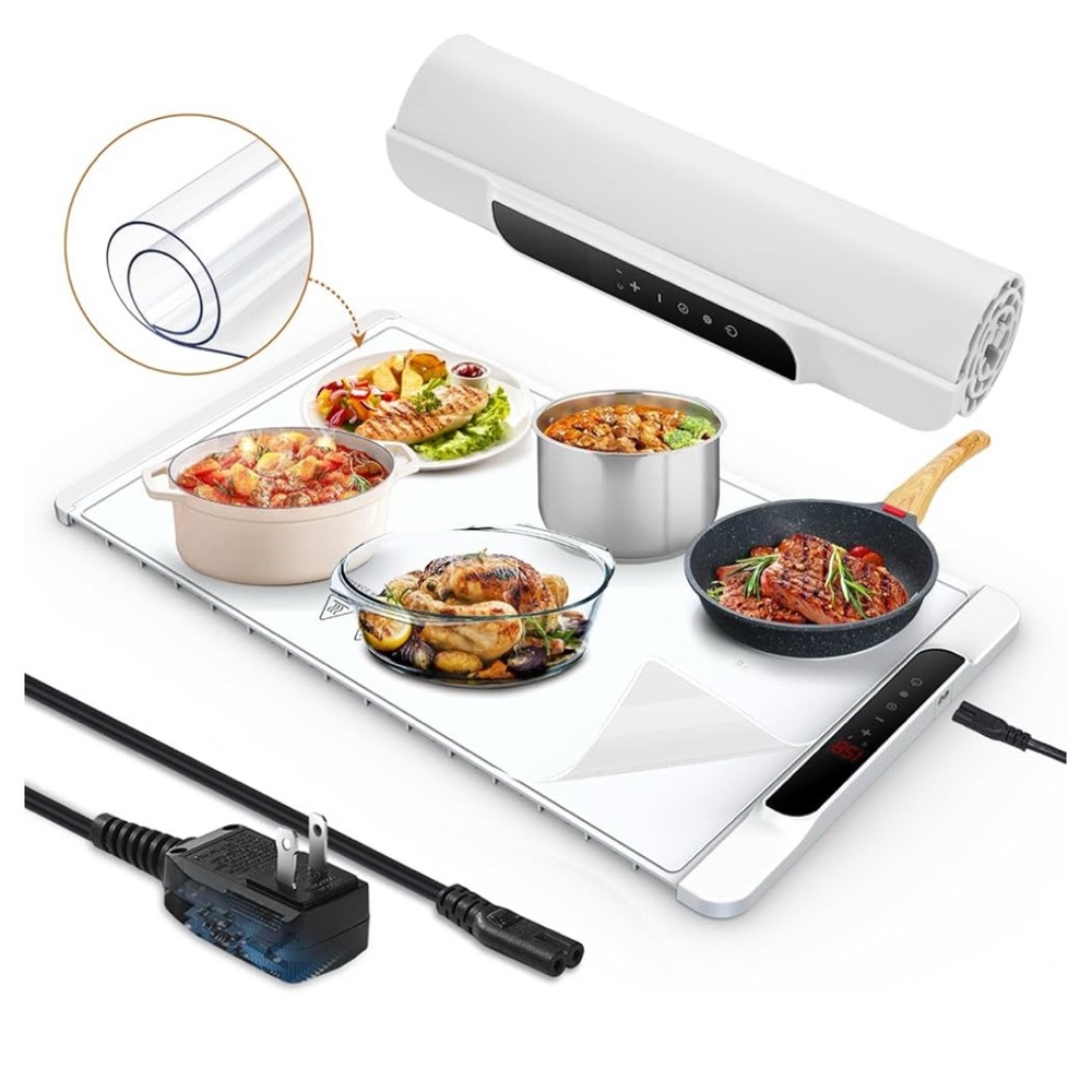 White Food Warming Mat with Digital Display
